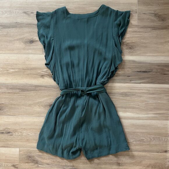 Womens GORGEOUS Fall Outfit Green Shorts Romper by H&M sz 8 - Picture 5 of 7